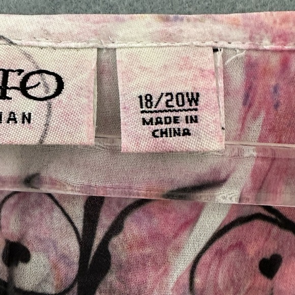 Cato Womens Top Plus 20W Ivory Pink Sublimation Flowy Peasant‎ Fairy Grunge Y2K - Picture 14 of 16